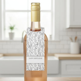 Black White Toile Floral Gift ボトルネックタグ