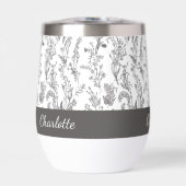 Black White Toile Floral Pattern Custom Name (正面)