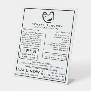 Black & White Tooth Logo歯科、歯医者の広告 台座サイン