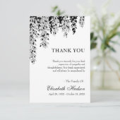 Black White Tree Branch Bereavement Funeral サンキューカード (スタンド正面)