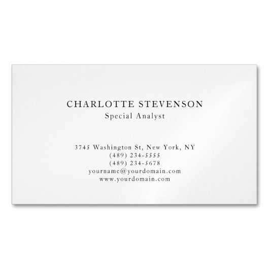 Black & White Trendy Professional Plain Minimalist マグネット名刺 (正面)