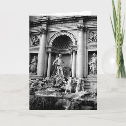 Black White Trevi Fountain Rome Travel Photography カード (正面)