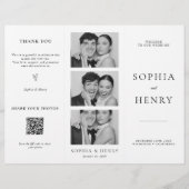 Black White Tri Fold Wedding Program QR Code チラシ (正面)