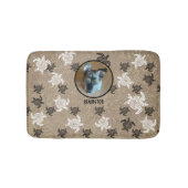 Black White Tribal Art Sea Turtles Custom Photo バスマット (正面)