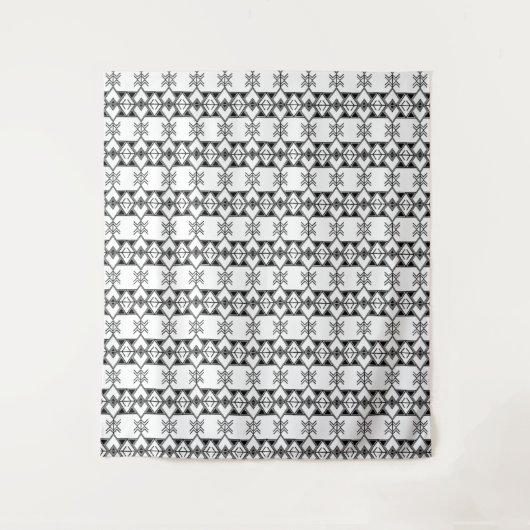 Black & White Tribal Geometric  タペストリー (正面)