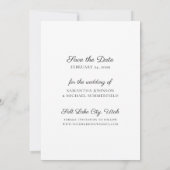 Black & White Typography Photo Save the Date Card 招待状 (裏面)