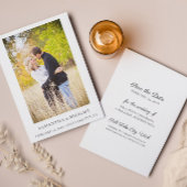 Black & White Typography Photo Save the Date Card 招待状
