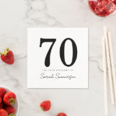 Black White Typography Seventy Name 70th Birthday スタンダードカクテルナプキン (インサイチュ)