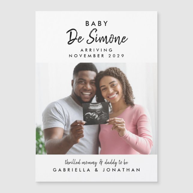  Black White Typography Sonogram Photo Pregnancy (正面)