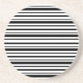 Black & White Uneven Stripes  コースター (正面)