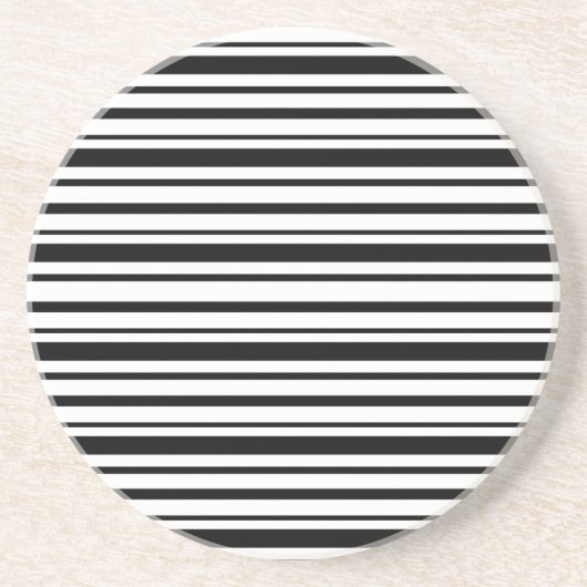 Black & White Uneven Stripes  コースター (正面)