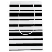 Black & White Uneven Stripes  ミディアムペーパーバッグ (裏面)