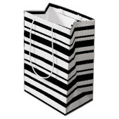 Black & White Uneven Stripes  ミディアムペーパーバッグ (裏面アングル)