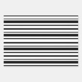 Black & White Uneven Stripes  ラッピングペーパーシート (正面)