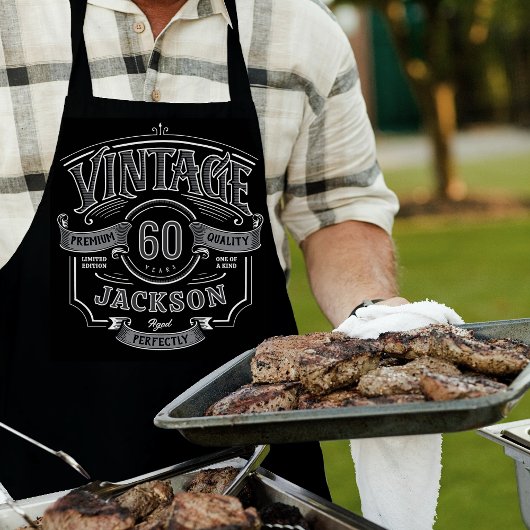 Black & White Vintage Aged To Perfection Birthday エプロン