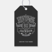 Black & White Vintage Aged To Perfection Birthday ギフトタグ (正面)