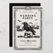 Black & White Vintage Wedding Party Invitation 招待状 (正面/裏面)