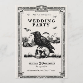 Black & White Vintage Wedding Party Invitation 招待状