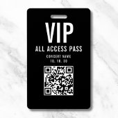 Black White VIP All Access Pass QR Code Concert バッジ