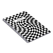 Black & White Warped Checkered Pattern Custom ノートブック (右側)