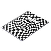 Black & White Warped Checkered Pattern Custom ノートブック (左側)