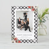 Black White Watercolor Botanical Photo Business シーズンカード (スタンド正面)