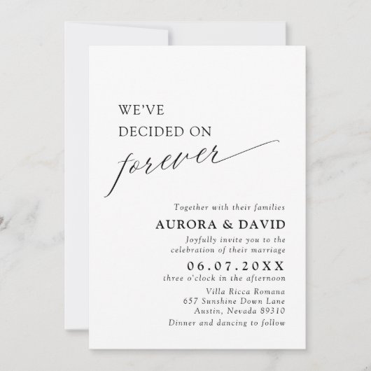 Black & White We Decided On Forever 結婚's 招待状 (正面)
