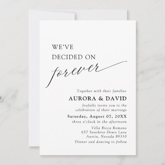 Black & White We Decided On Forever 結婚's 招待状 (正面)