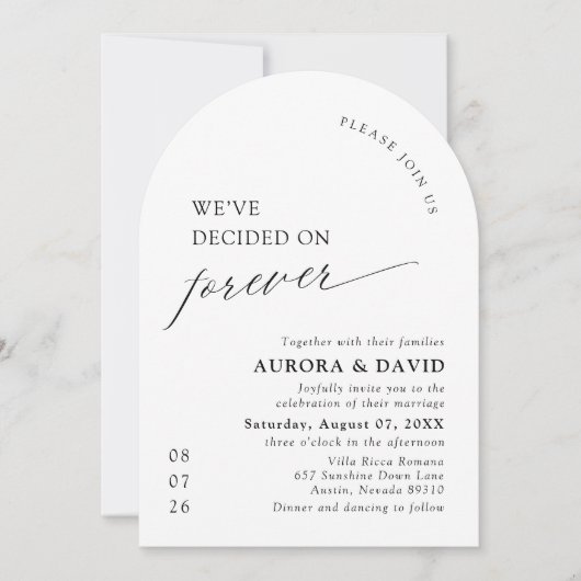 Black & White We Decided On Forever 結婚's 招待状 (正面)