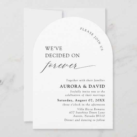 Black & White We Decided On Forever 結婚's 招待状 (正面)