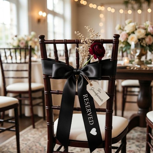 Black & White wedding Reserved サテンリボン