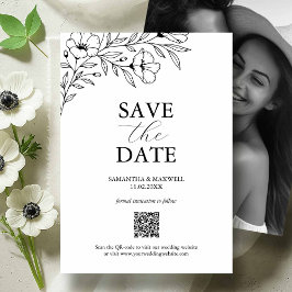 Black & White Wedding Save The Dates with Picture セーブザデート