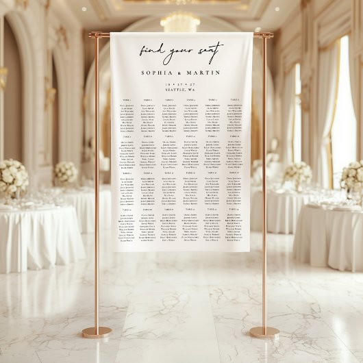 Black & White Wedding Seating Chart 240 Guests  横断幕