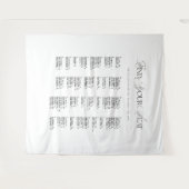 Black & White Wedding Seating Chart Fabric  タペストリー (正面(横))