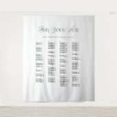 Black & White Wedding Seating Chart Fabric  タペストリー (正面)