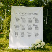 Black & White Wedding Seating Chart Fabric  タペストリー