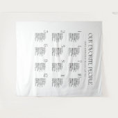 Black & White Wedding Seating Chart Fabric  タペストリー (正面(横))