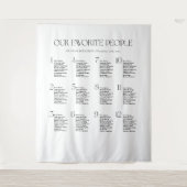 Black & White Wedding Seating Chart Fabric  タペストリー (正面)