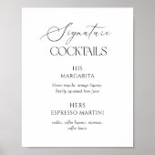 Black & White Wedding Signature Cocktails Poster ポスター (正面)