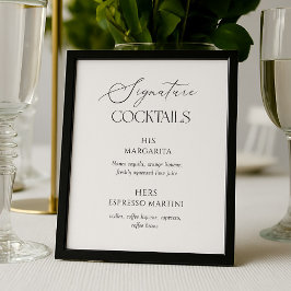 Black & White Wedding Signature Cocktails Poster ポスター