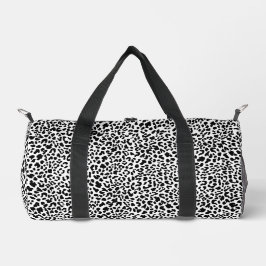 Black & white wild animal print. Snow Leopard Prin ダッフルバッグ