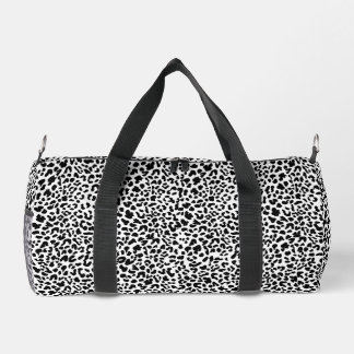 Black & white wild animal print. Snow Leopard Prin ダッフルバッグ