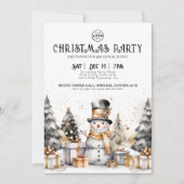 Black White Winter Business Christmas Party 招待状 (正面)