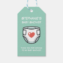 Black & White with a Red Heart Baby Diaper  ギフトタグ