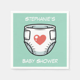 Black & White with a Red Heart Baby Diaper スタンダードカクテルナプキン