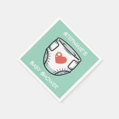 Black & White with a Red Heart Baby Diaper スタンダードカクテルナプキン (角)