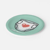 Black & White with a Red Heart Baby Diaper  ペーパープレート (アングル)