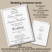 Black & White with Infinity Scroll Wedding Suite, 招待状
