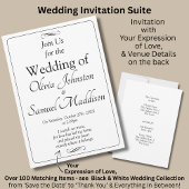 Black & White with Infinity Scroll Wedding Suite, 招待状