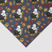 Black White Wolves Moonlight Autumn Leaves 薄葉紙 (詳細)